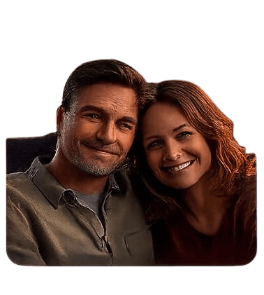 A couple looking forward together, representative of caregivers and family